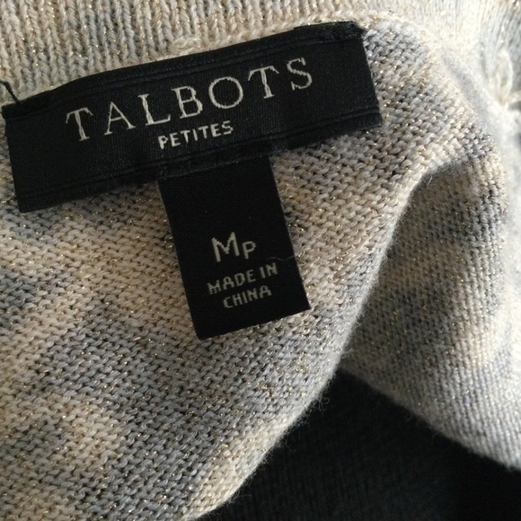 Talbots Gold Metallic Medium Petite Cardigan Holiday Party - Picture 7 of 11